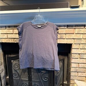 Entro short emb sleeve cotton shirt, grey, size Large, EUC